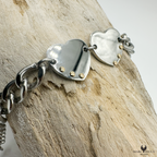 Bracelet Acier Or Maillons & Double Cœur