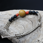 Bracelet Cordon Corail Graine Canique Orangé & Bakélite