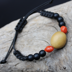 Bracelet Cordon Corail Graine Canique Orangé & Bakélite