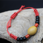 Bracelet Cordon Corail Graine Canique Orangé & Bakélite
