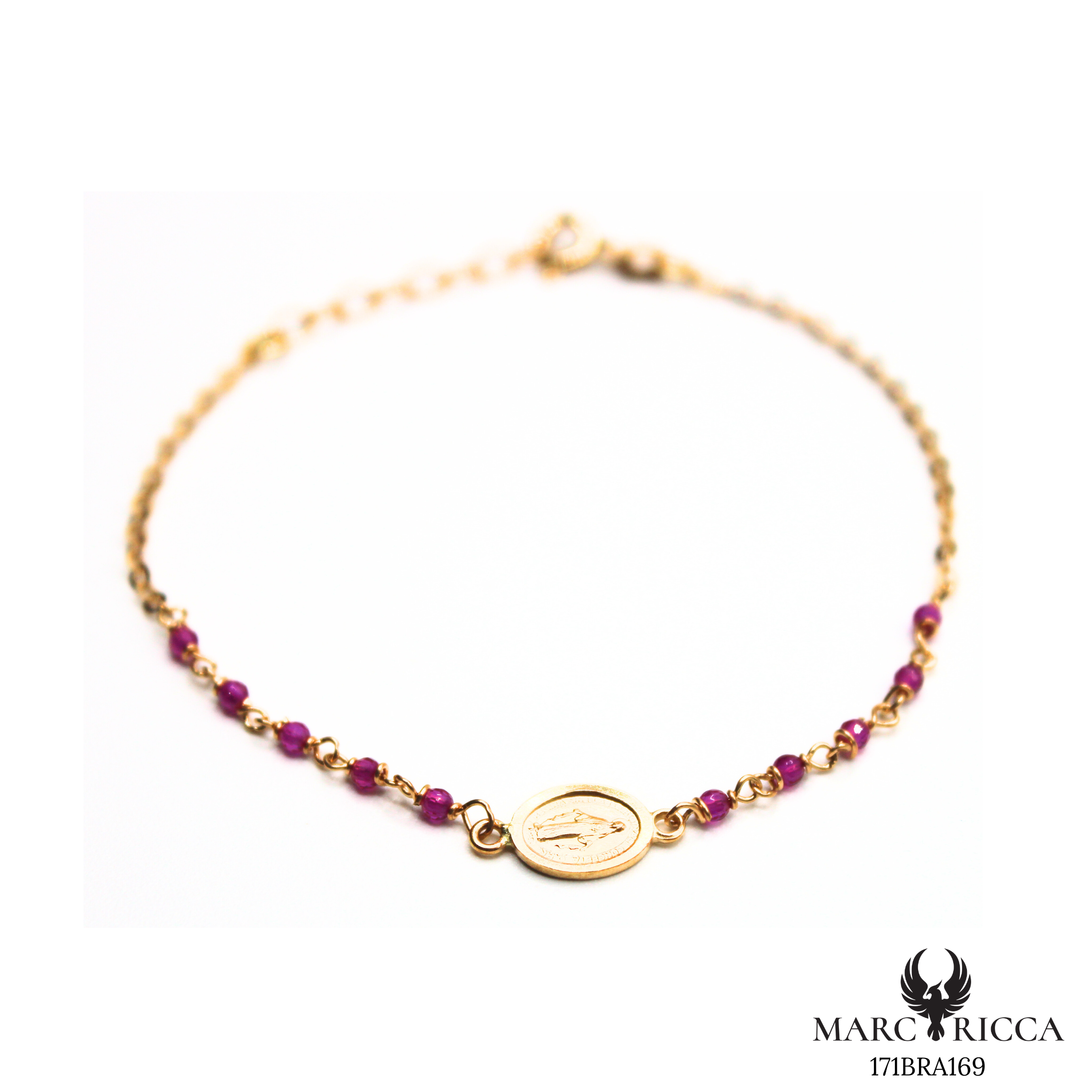 Bracelet Or Madone & Perle Cristal Colorés