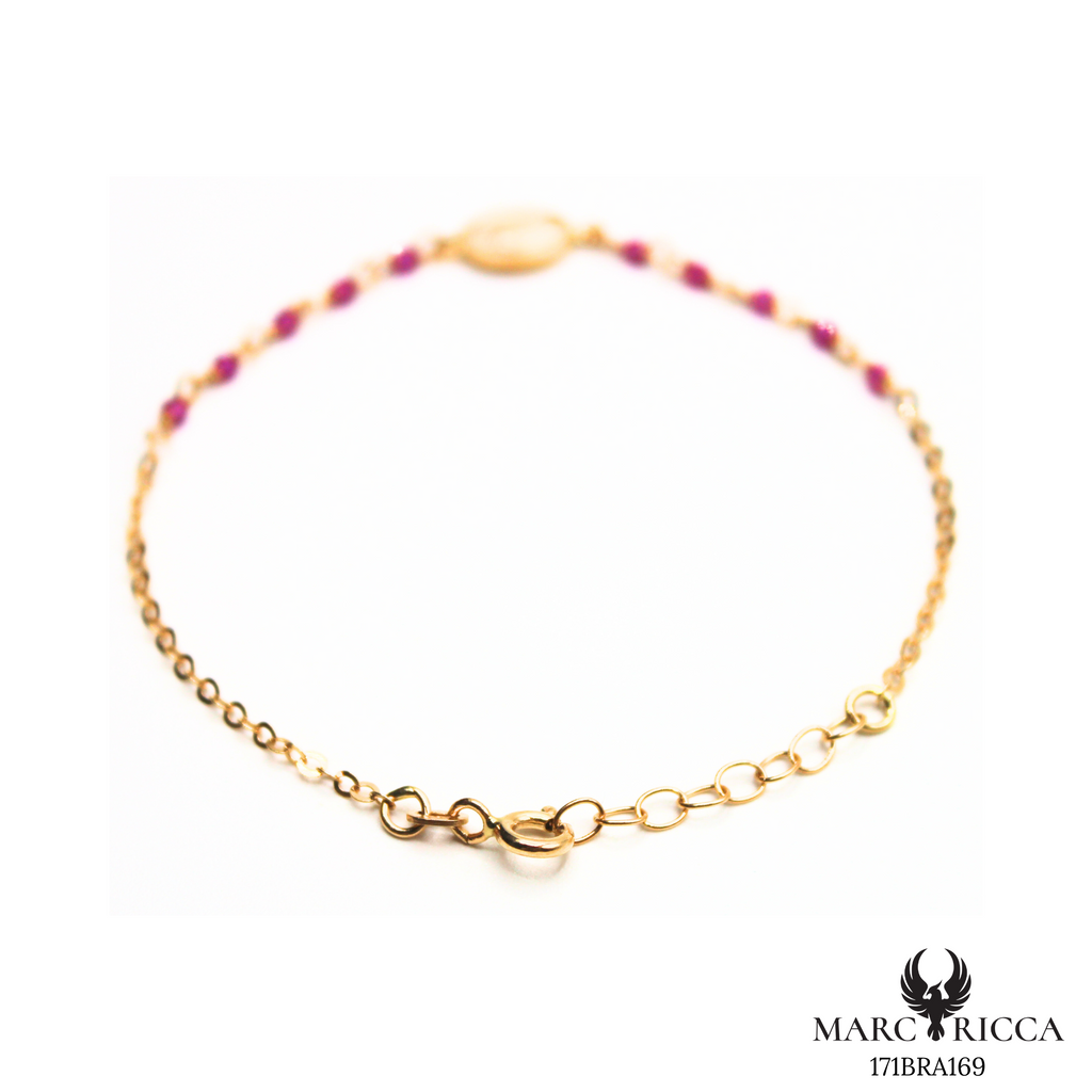 Bracelet Or Madone & Perle Cristal Colorés
