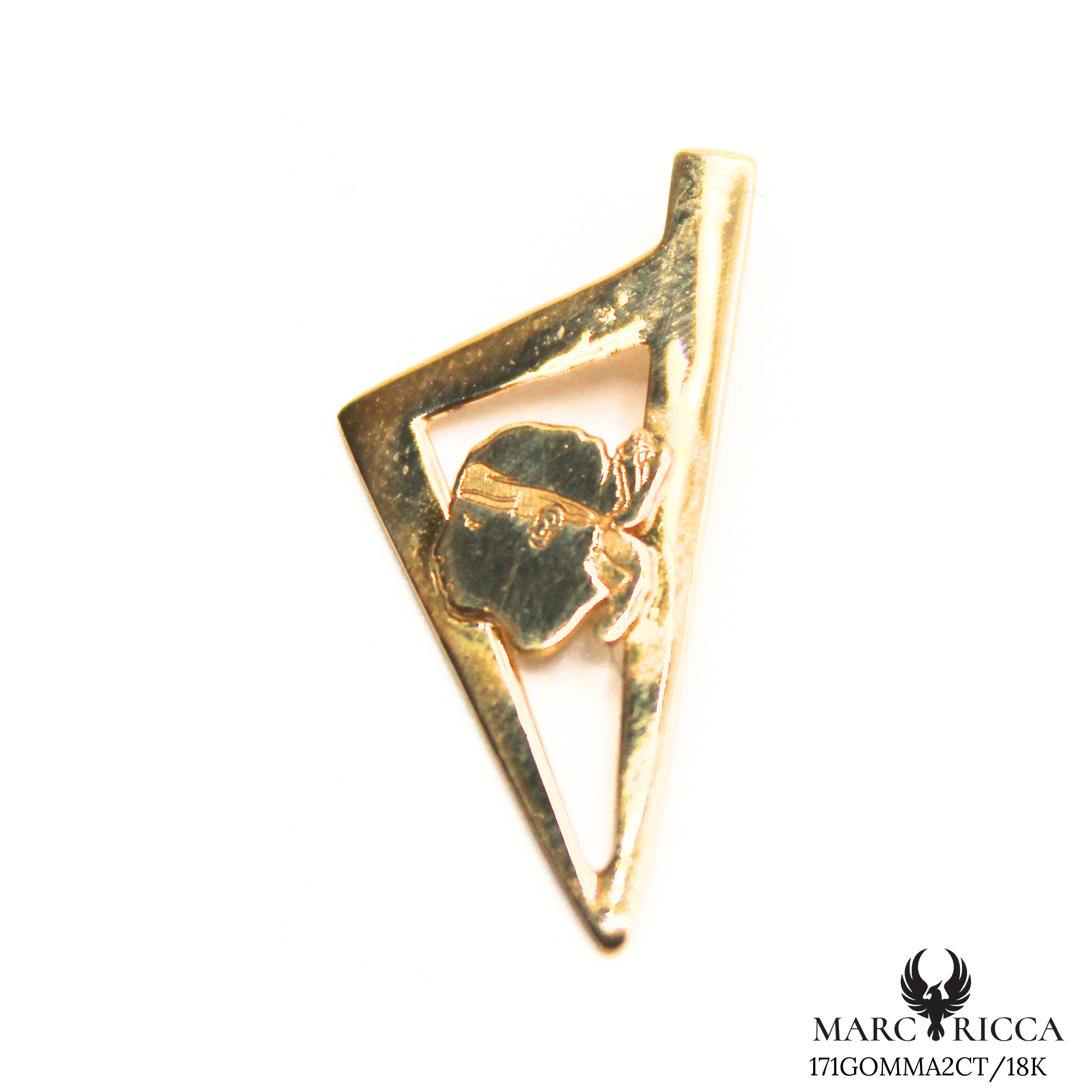 Pendentif Or Corse Stylisée & Tête de Maure 18 ou 9 carats