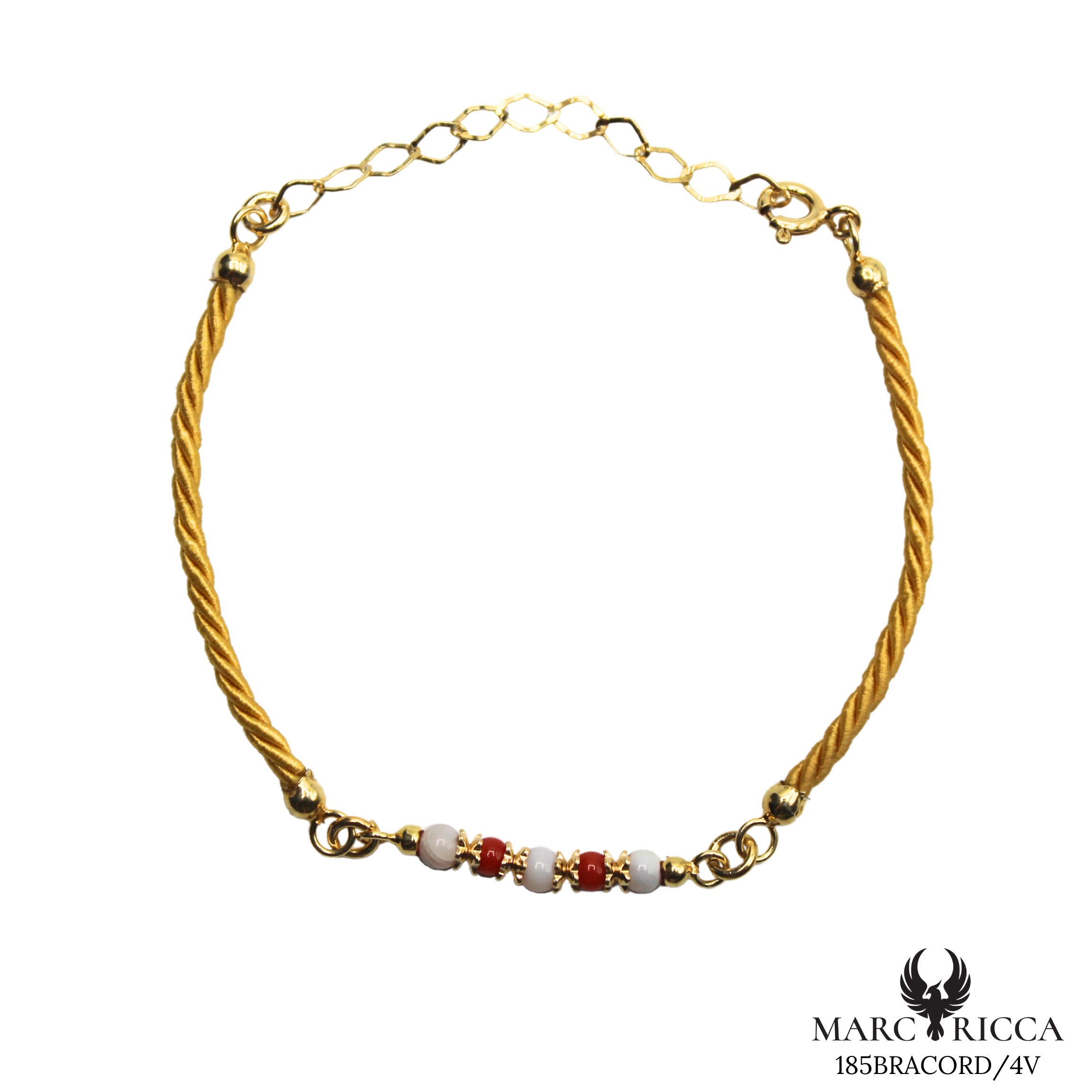 Bracelet Vermeil Cordon Perle Corail & Agathe ou Œil Tigre