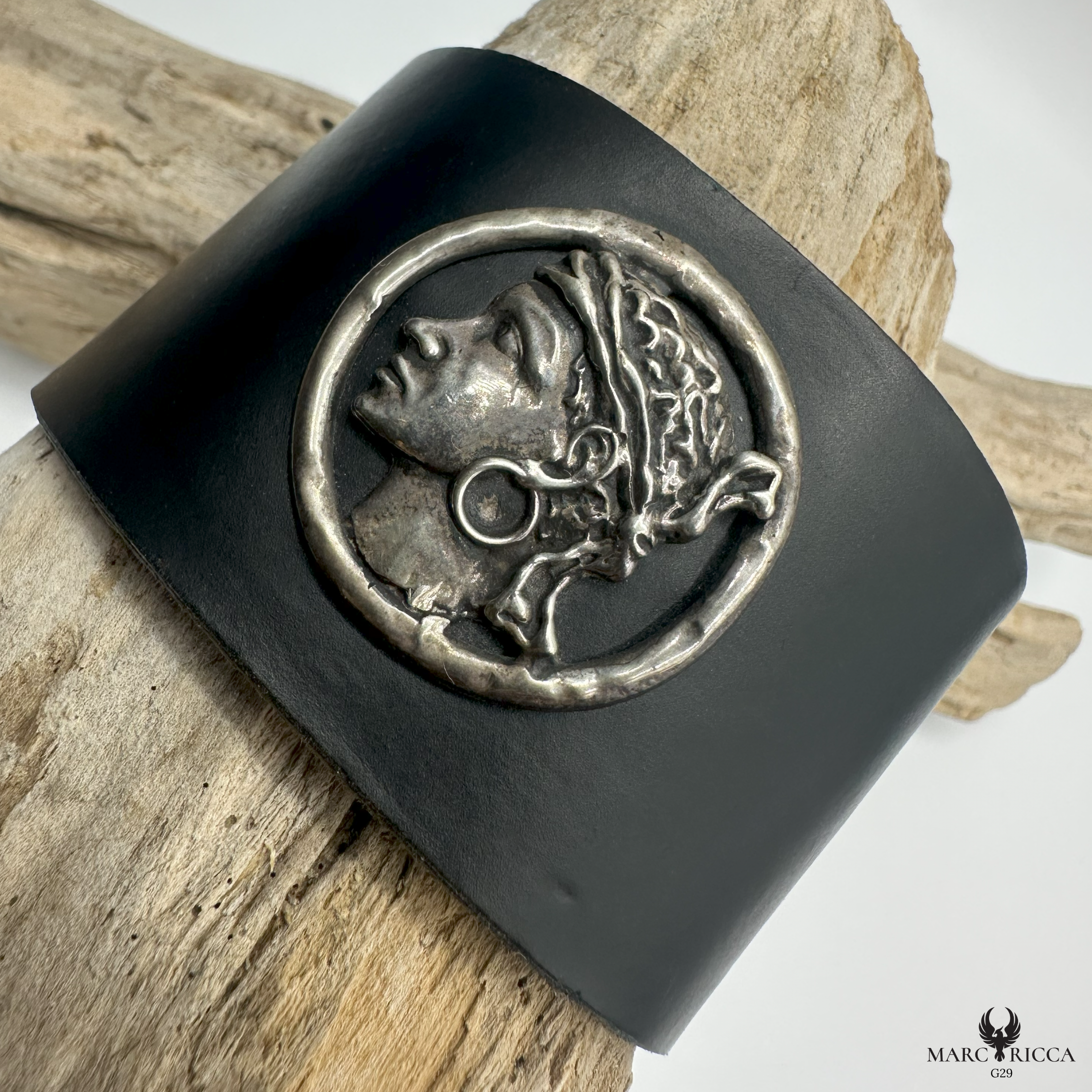Bracelet Cuir Argent Tête de Maure / Produit unique