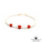 Bracelet Argent Corail Blanc & Rouge