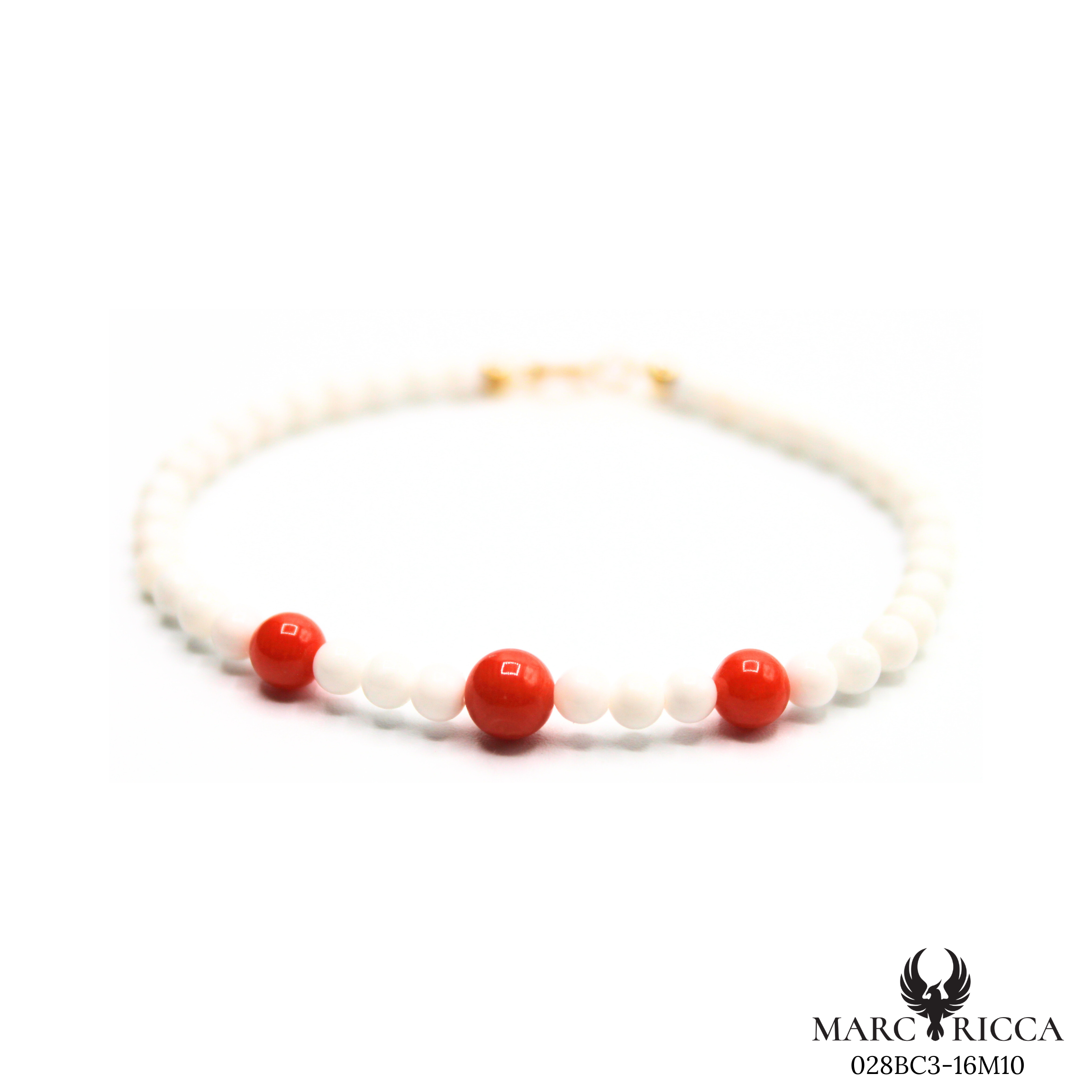 Bracelet Argent Corail Blanc & Rouge