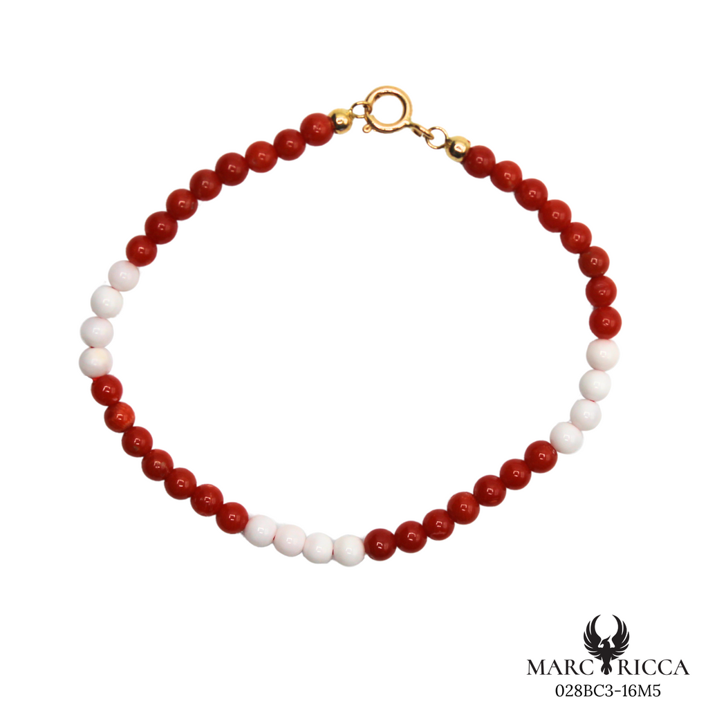 Bracelet Or Corail Rouge & Blanc
