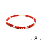 Bracelet Or Corail Perle Rouge & Blanche