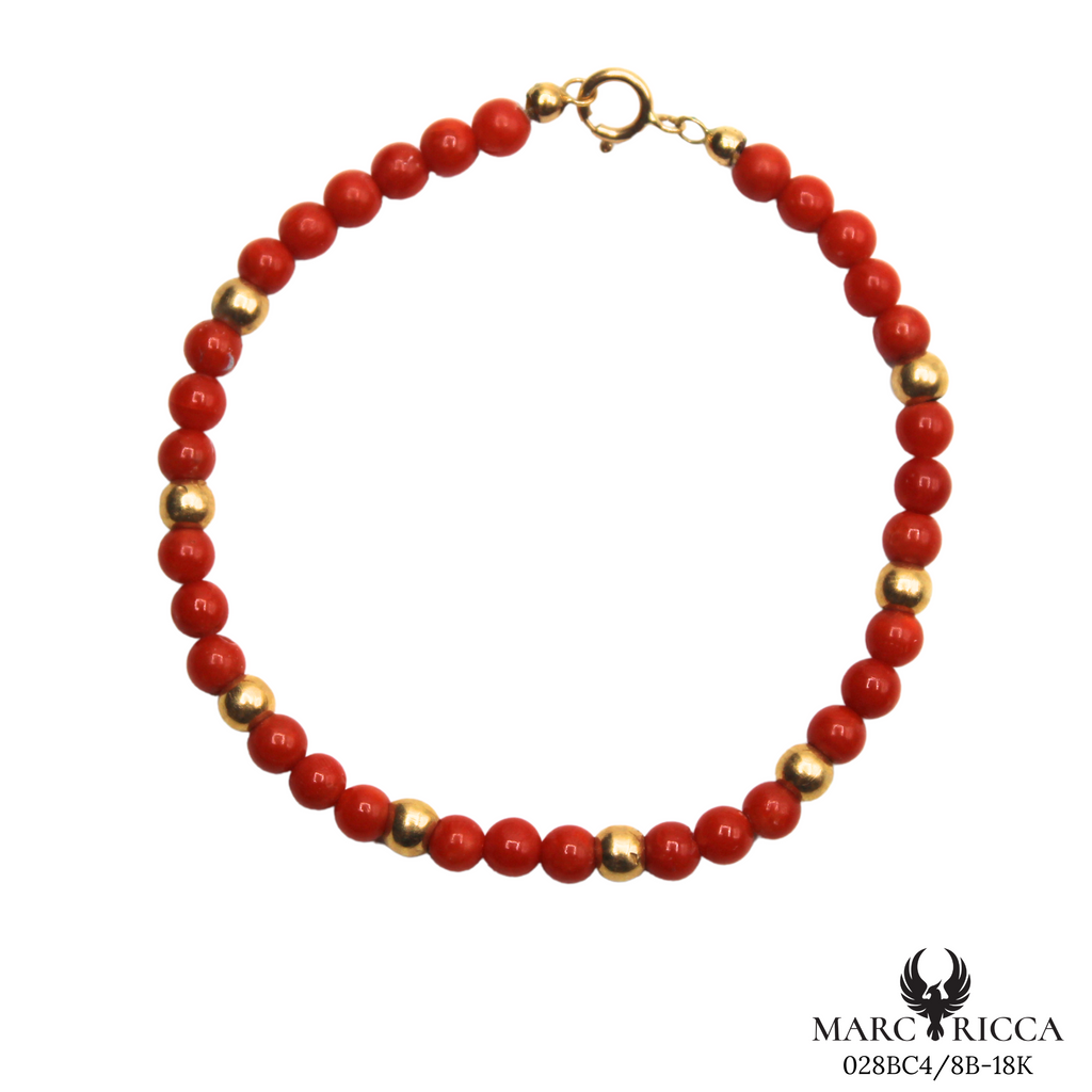 Bracelet Or Corail Perle & Perle Or 4mm
