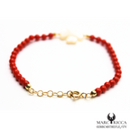 Bracelet Vermeil Corail Perle & Trèfle Nacre