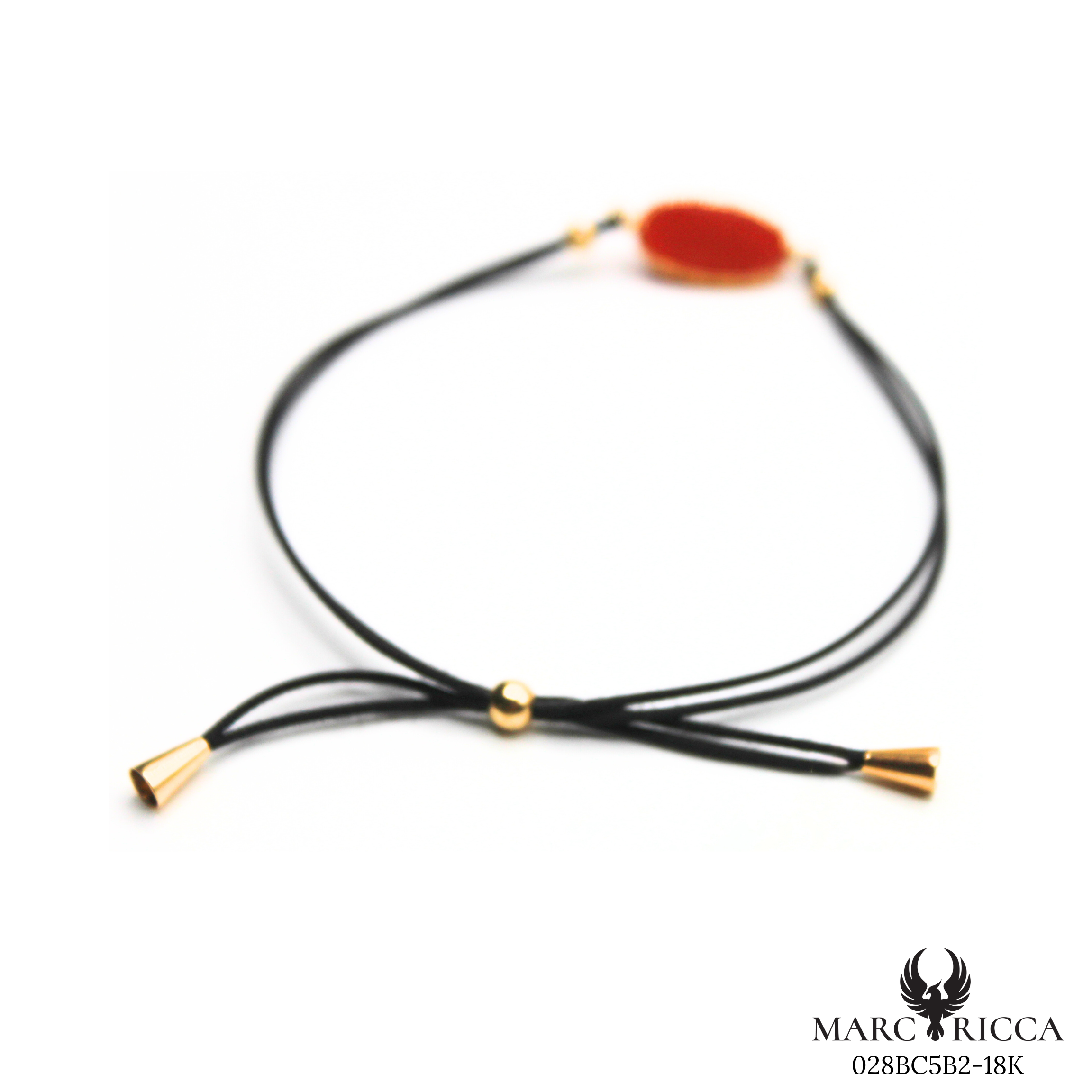 Bracelet Or Cordon Corail Cabochon Ovale