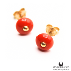 Boucles Or Corail Perle Plate & Tigé