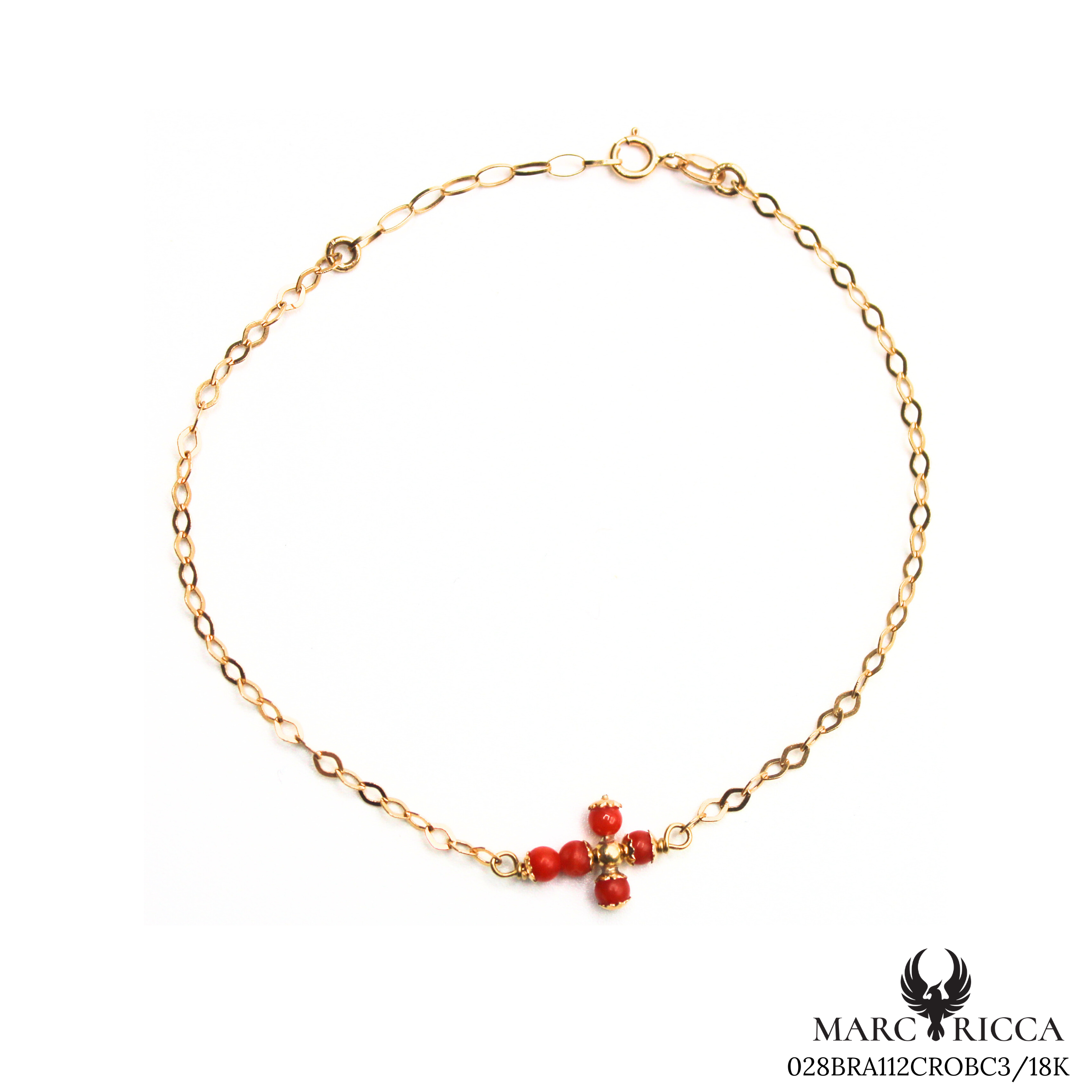 Bracelet Or Corail Perle Croix