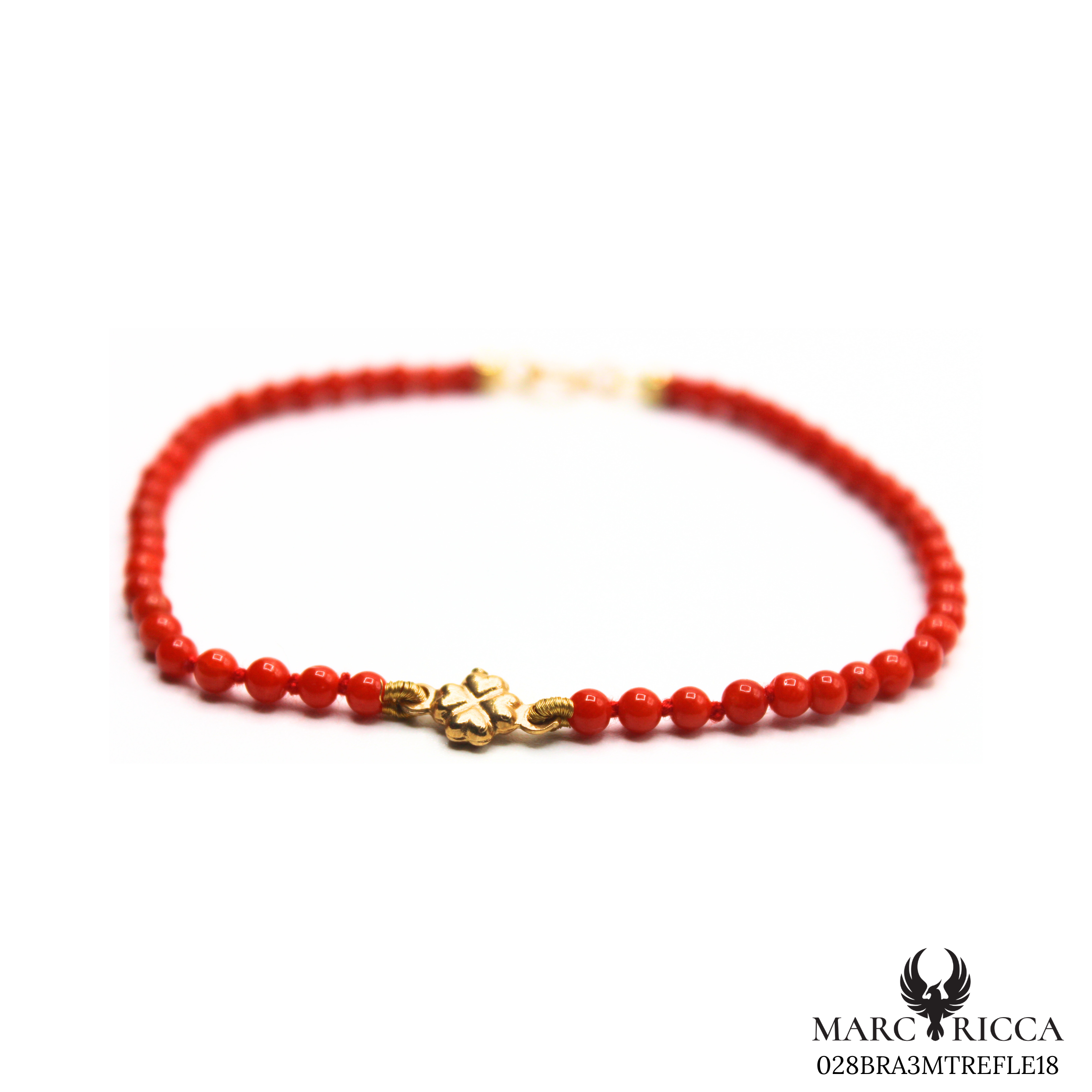 Bracelet Or Corail Perle & Trèfle
