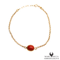 Bracelet Or Corail Cabochon Ovale