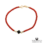 Bracelet Or Corail & Onyx Carrée