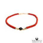 Bracelet Or Corail & Onyx Carrée