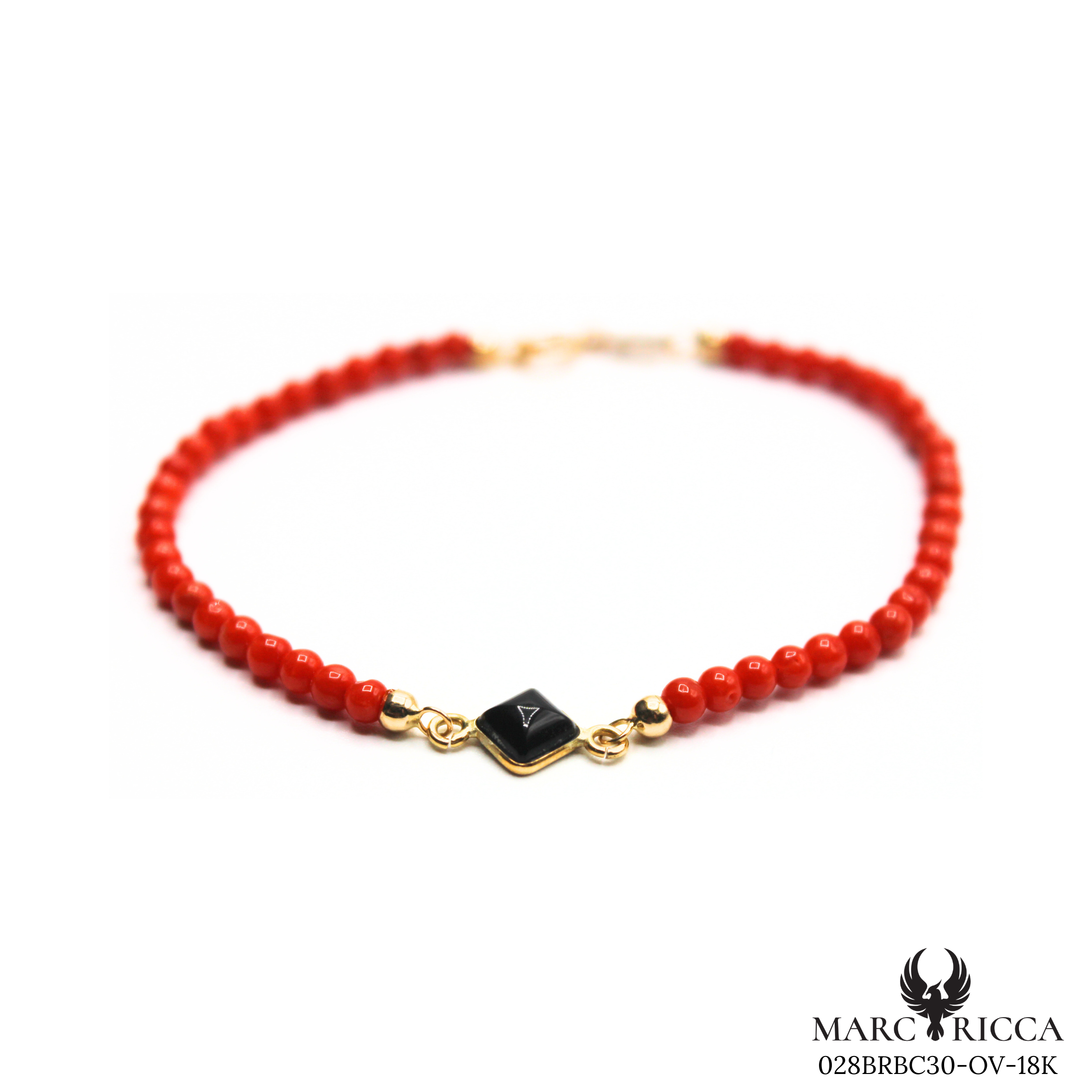 Bracelet Or Corail & Onyx Carrée