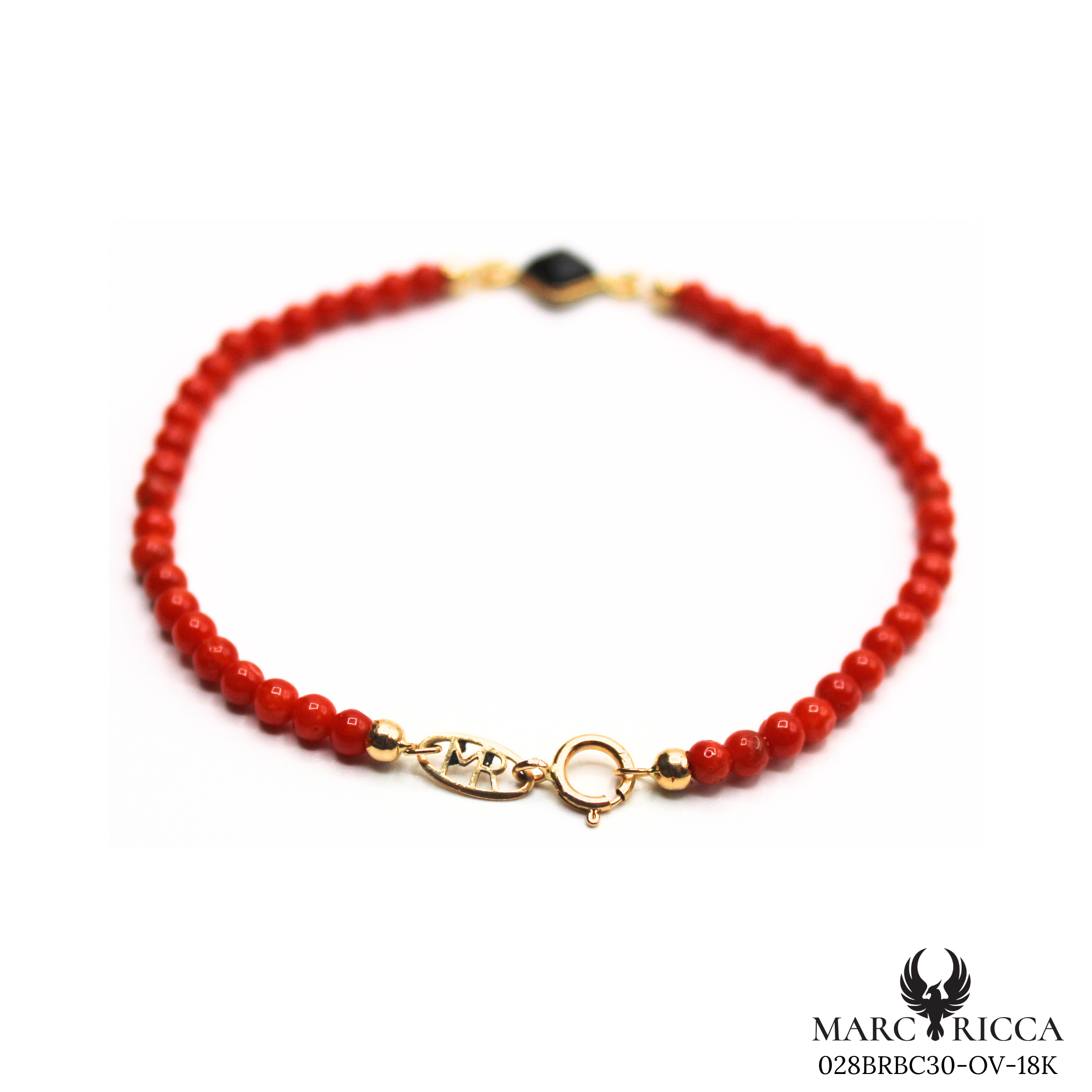 Bracelet Or Corail & Onyx Carrée