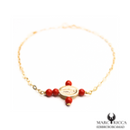 Bracelet Or Corail Perle Croix & Madone