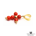 Pendentif Or Corail Perle Rouge Croix