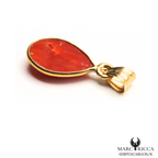 Pendentif Or Corail Cabochon Goutte 18 Carats