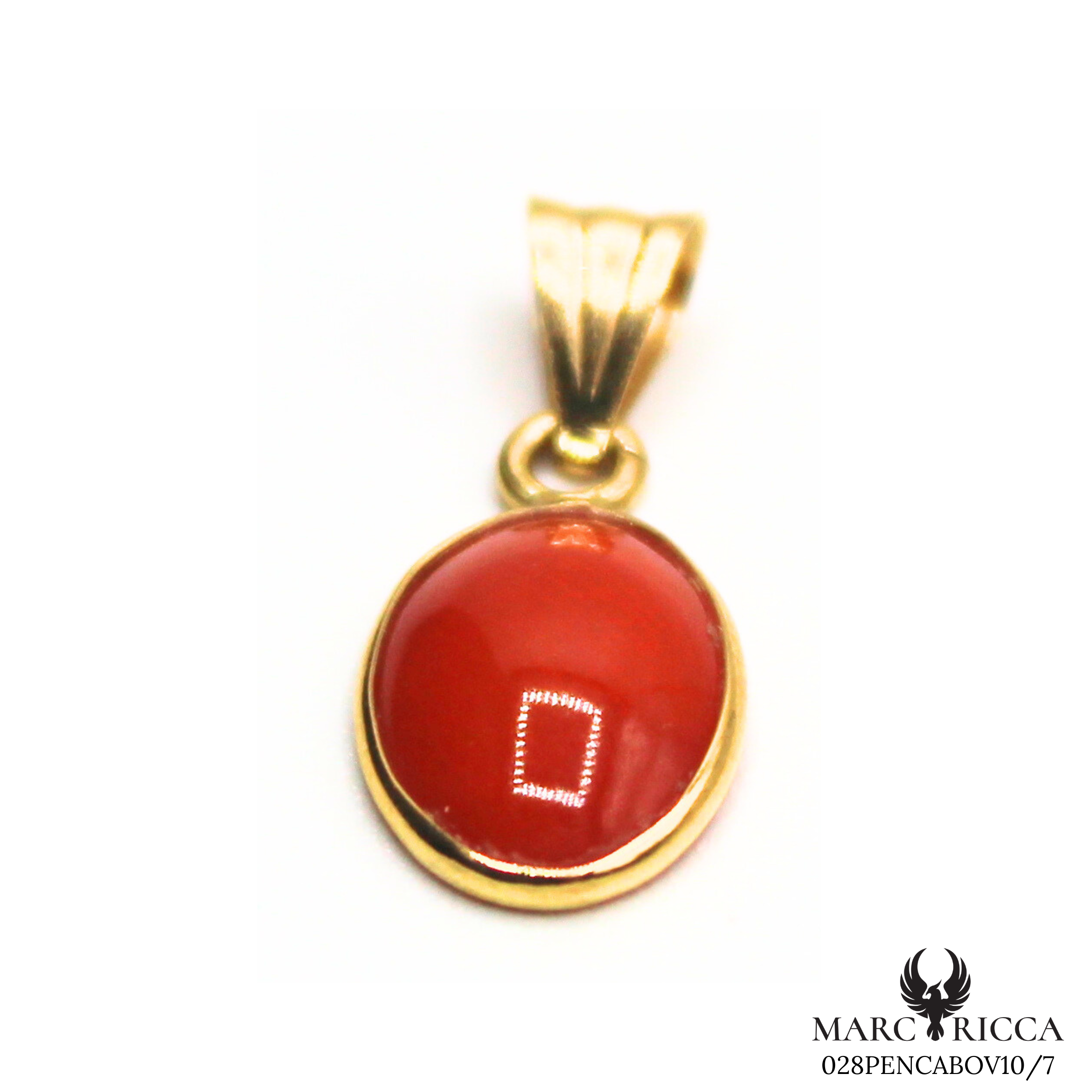 Pendentif Or Corail Cabochon Ovale 18 Carats