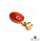 Pendentif Or Corail Cabochon Ovale 18 Carats