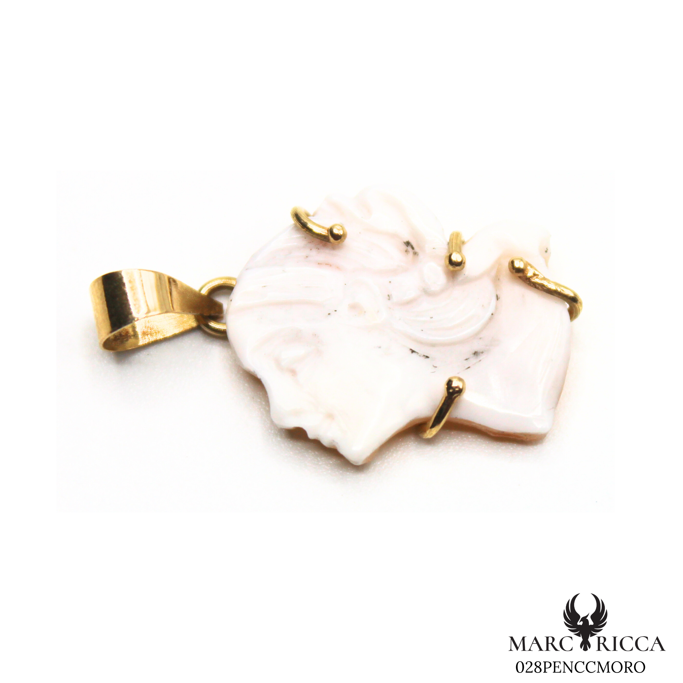 Pendentif Or Tête de Maure Nacre Griffé Pièce unique