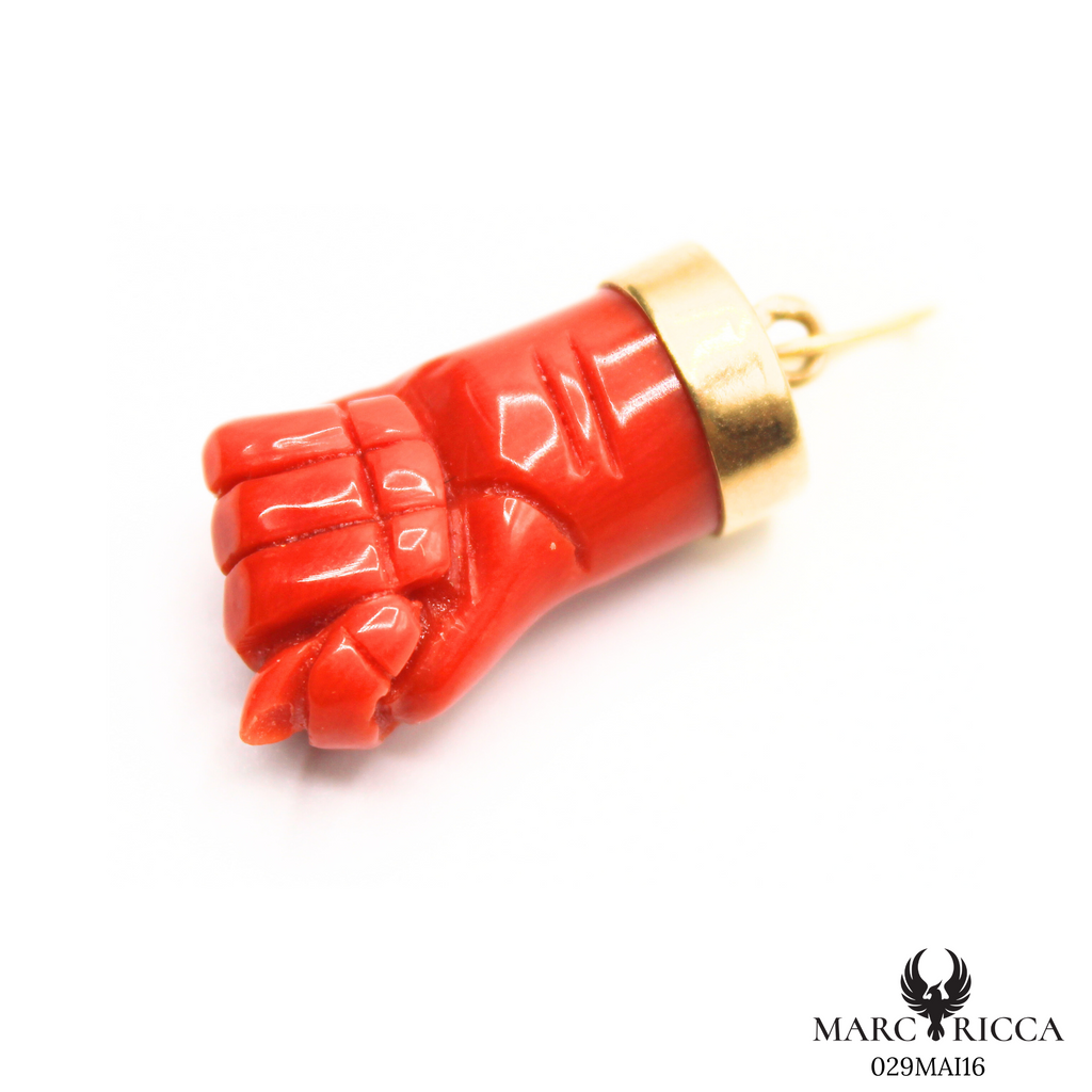 Pendentif Or Corail Main Pièce Unique