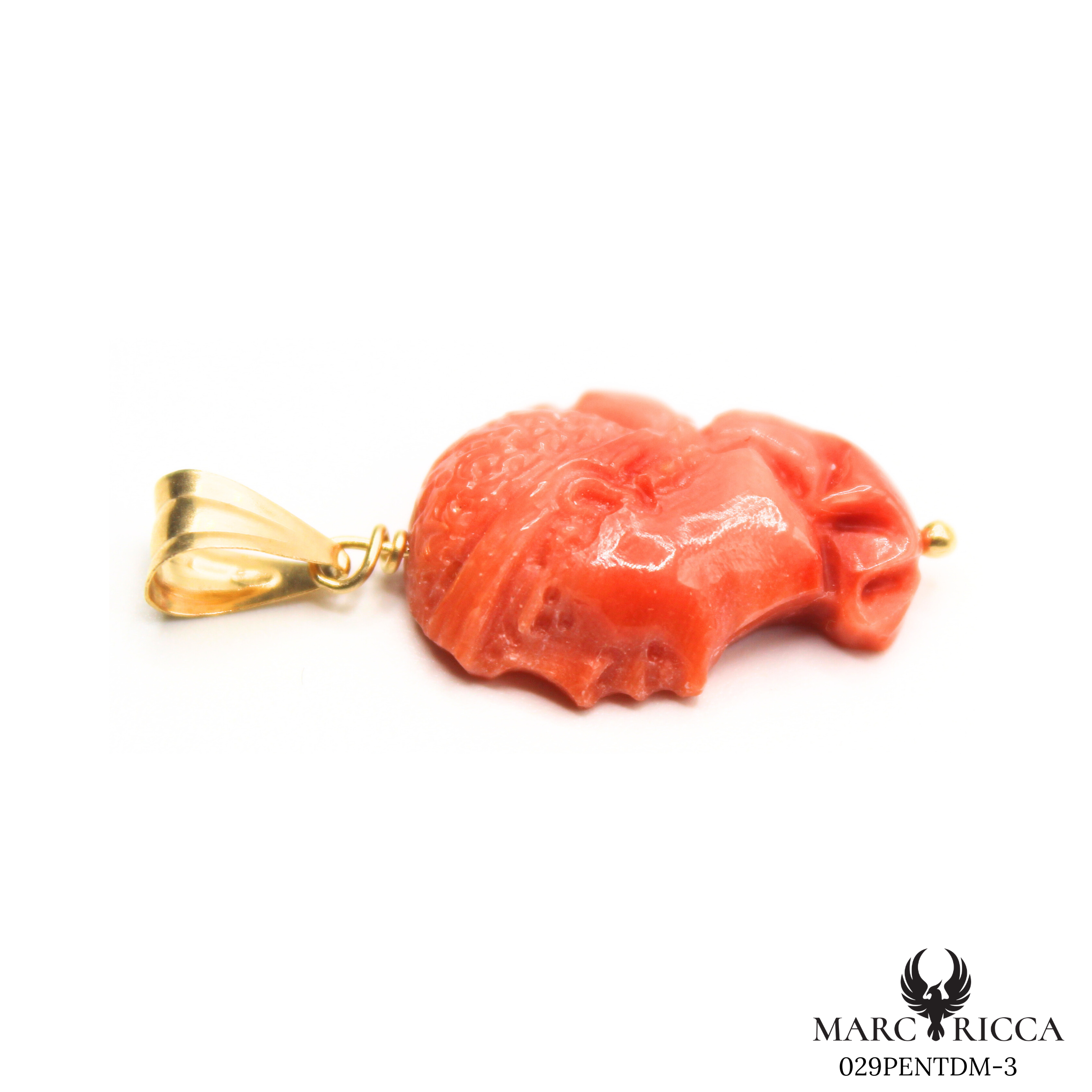 Pendentif Or Corail Tête de Maure Tigé Pièce Unique