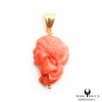 Pendentif Or Corail Tête de Maure Tigé Pièce Unique