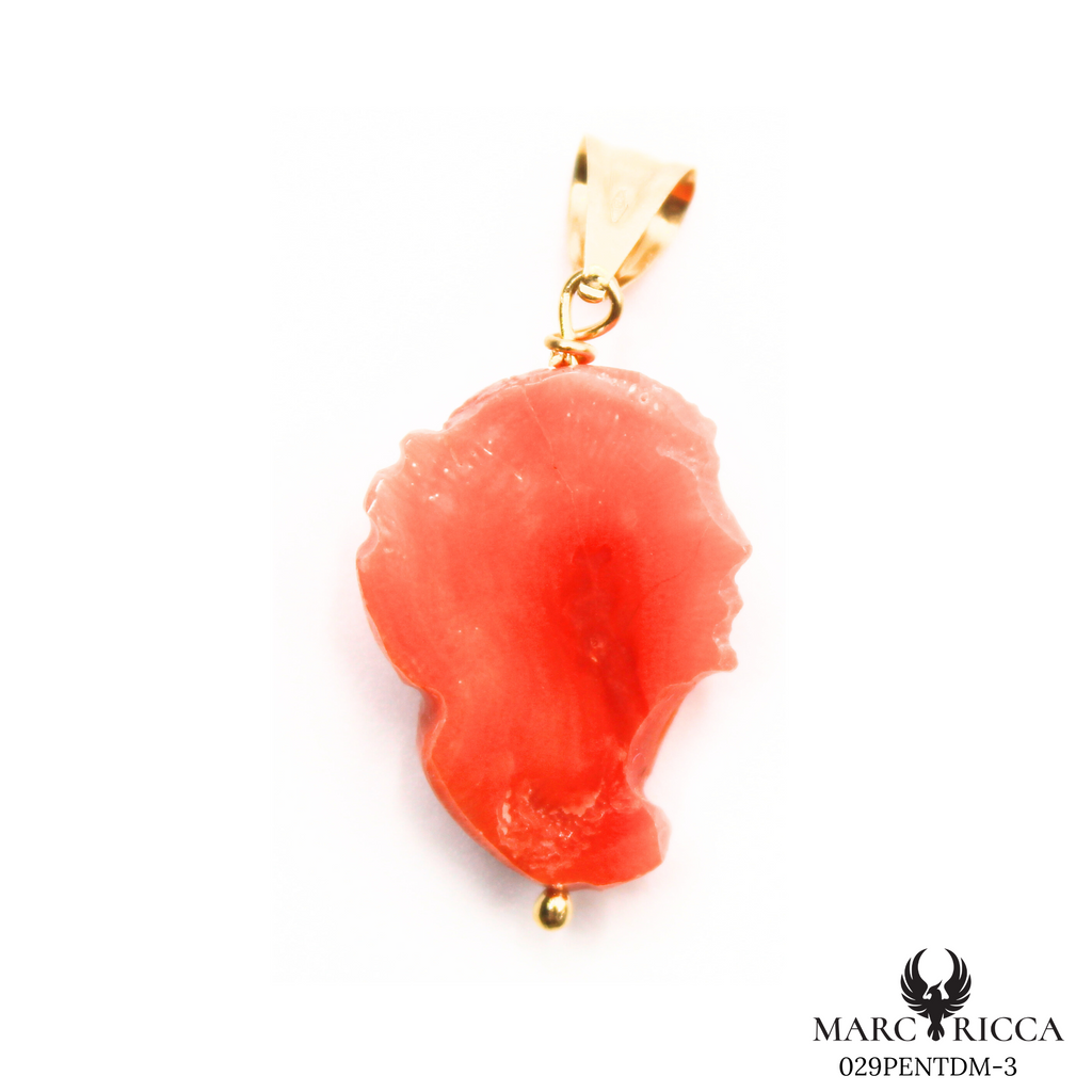 Pendentif Or Corail Tête de Maure Tigé Pièce Unique