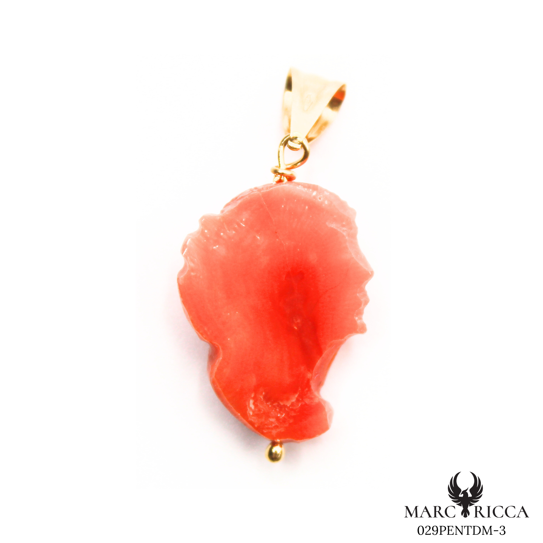 Pendentif Or Corail Tête de Maure Tigé Pièce Unique