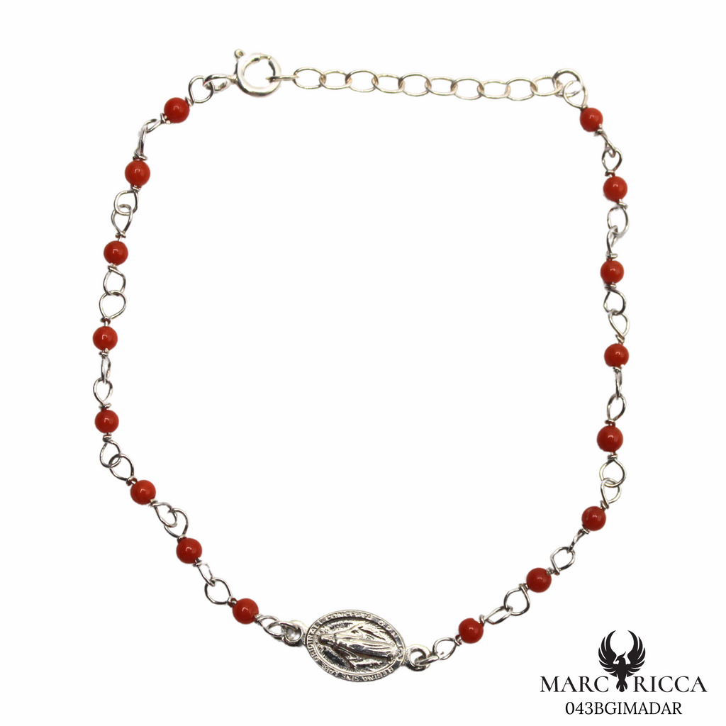 Bracelet Argent Corail Perle & Madone