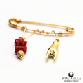 Broche Vermeil Corail & Mains Cornes