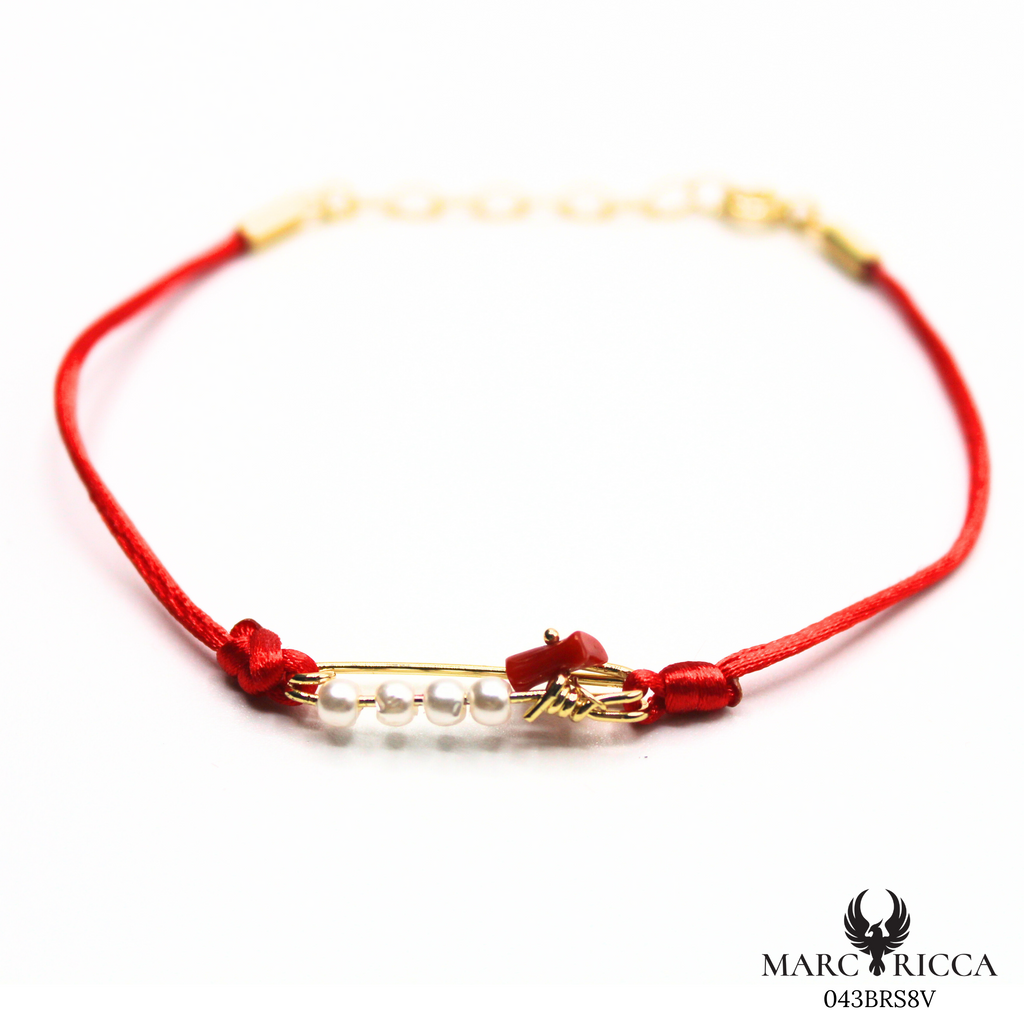 Bracelet Vermeil Corail & Perles Broche