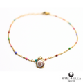 Bracelet Cheville Vermeil Oeil Sainte Lucie & Perle Résine