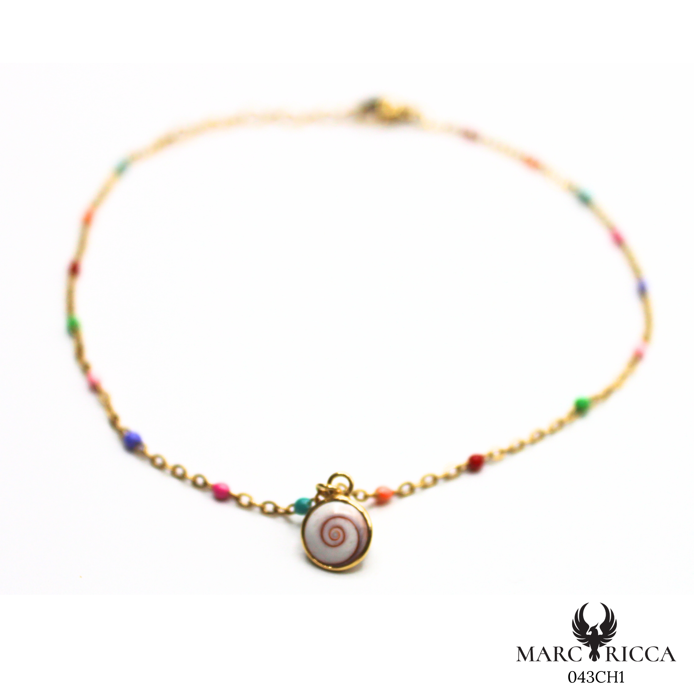 Bracelet Cheville Vermeil Oeil Sainte Lucie & Perle Résine