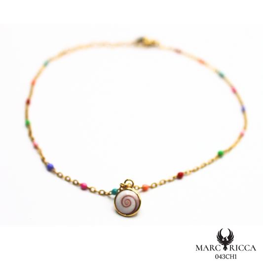 Bracelet Cheville Vermeil Oeil Sainte Lucie & Perle Résine