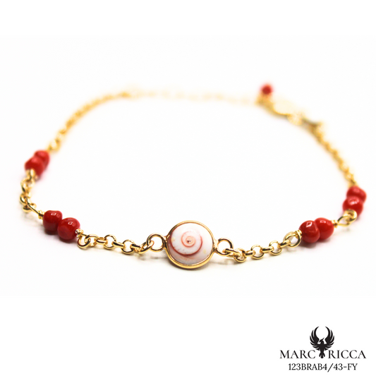 Bracelet Vermeil ou Argent, Corail Perle & Œil Sainte Lucie