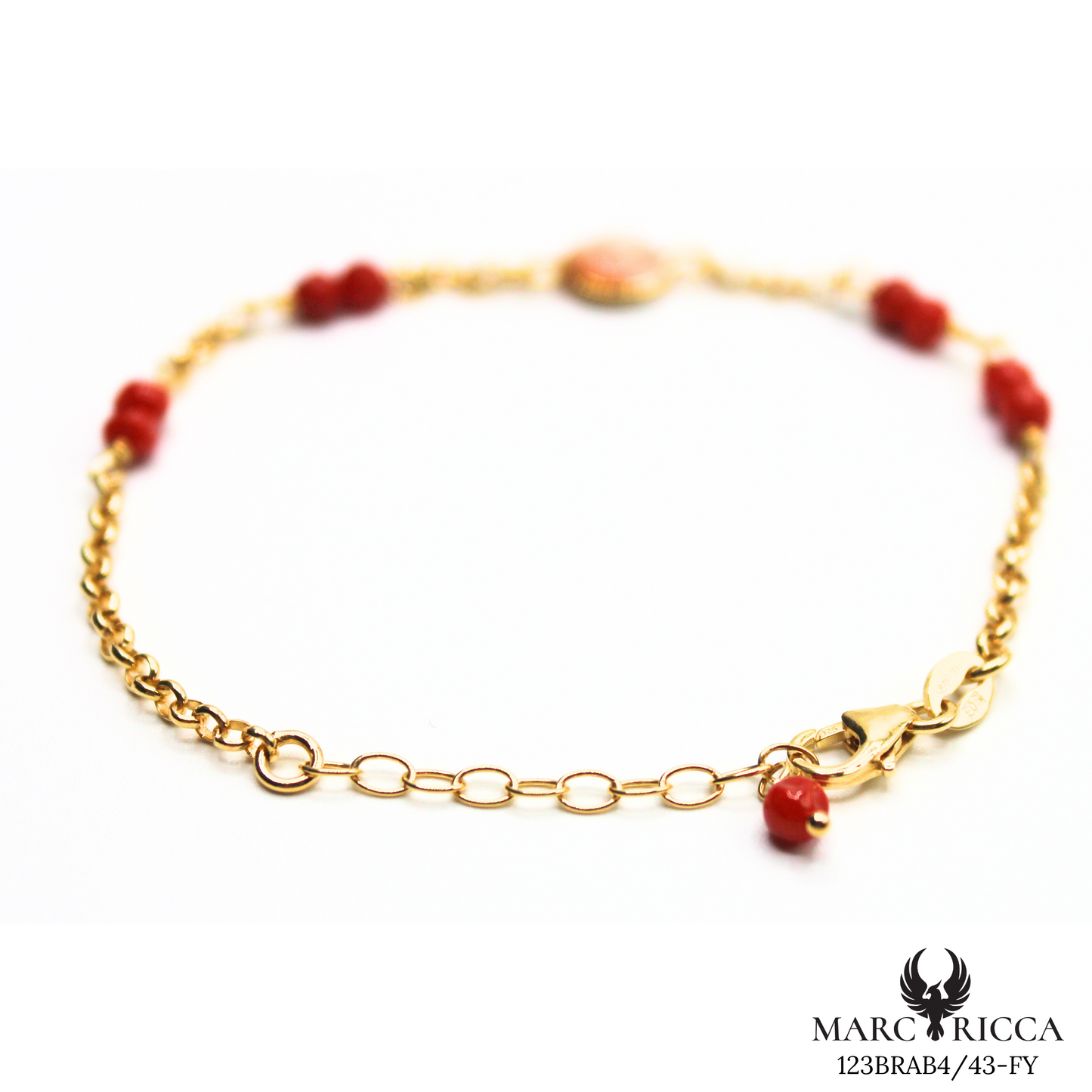 Bracelet Vermeil ou Argent, Corail Perle & Œil Sainte Lucie