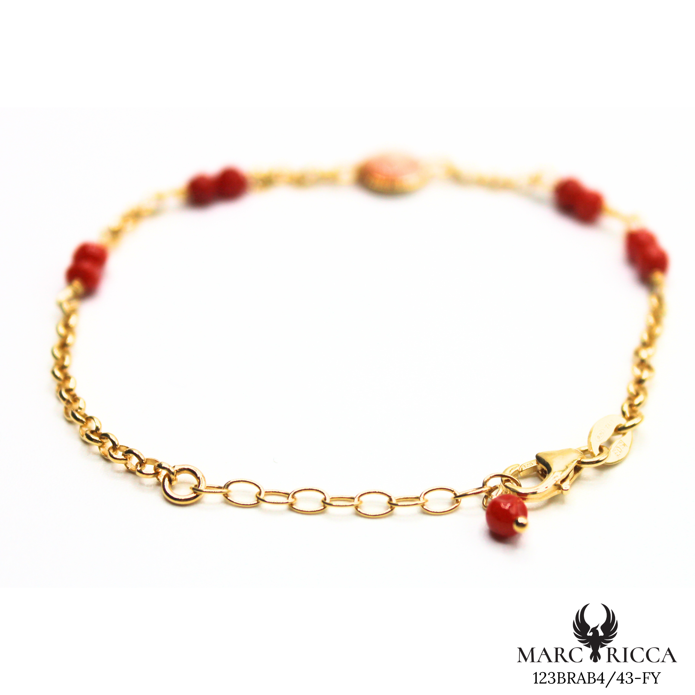 Bracelet Vermeil Corail Perle & Œil Sainte Lucie