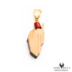 Pendentif Or Corail & Bois De Genévrier Pièce Unique