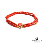 Bracelet Or Corail Cabochon & Tube 18 Carats