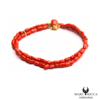 Bracelet Or Corail Cabochon & Tube 18 Carats