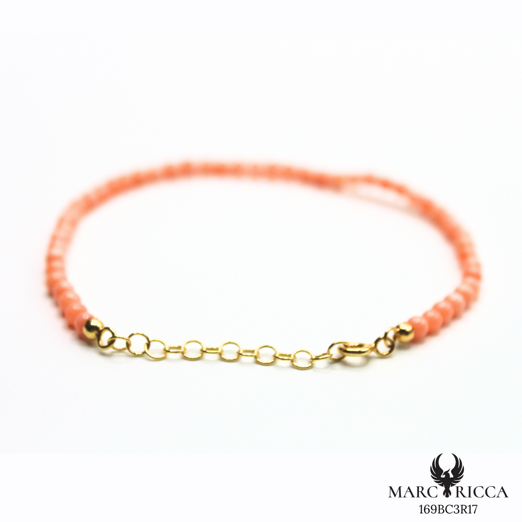 Bracelet Vermeil Corail Rose Perle 3mm