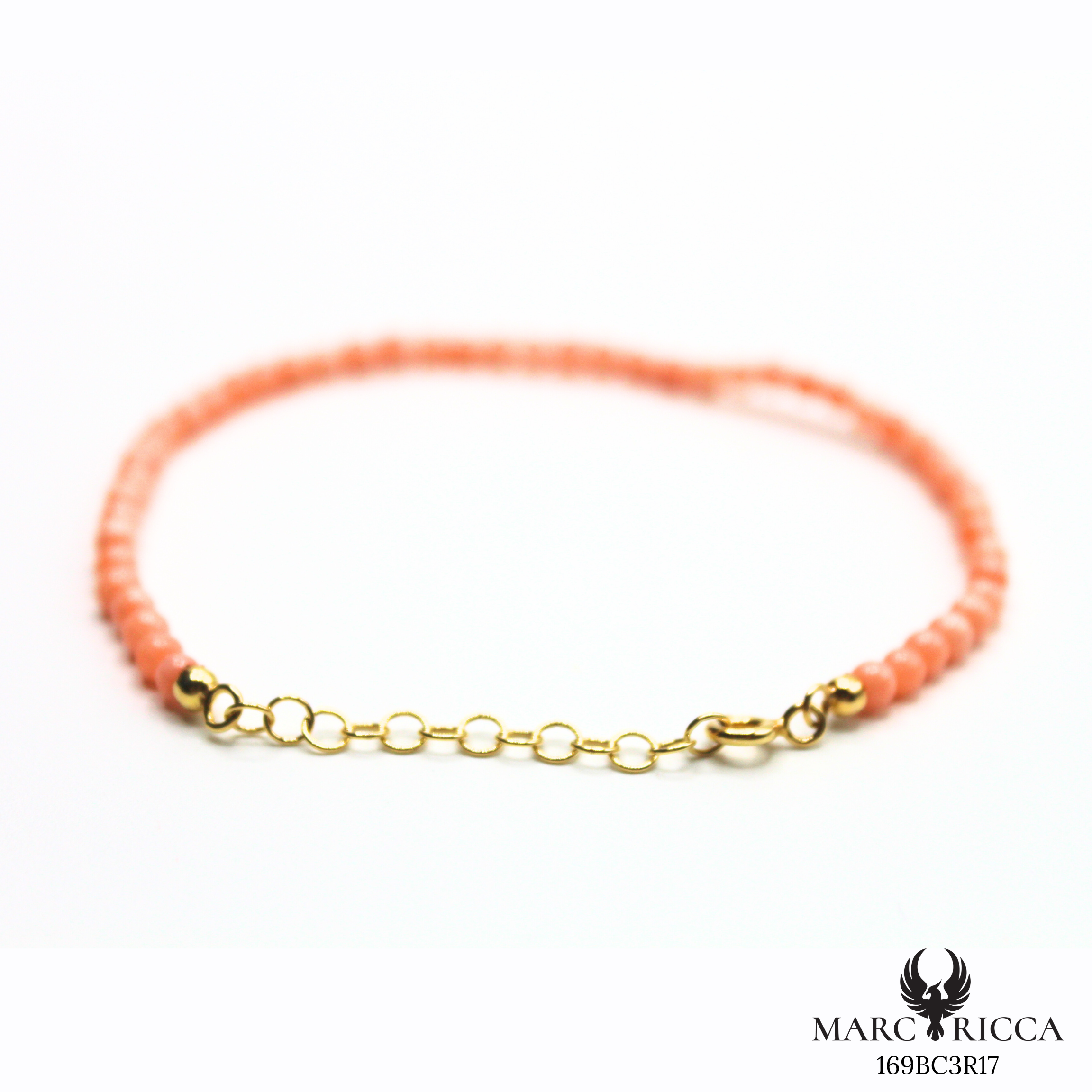 Bracelet Vermeil Corail Rose Perle 3mm
