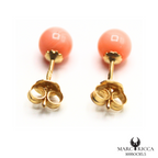 Boucles Or Corail Rose Perle 5mm